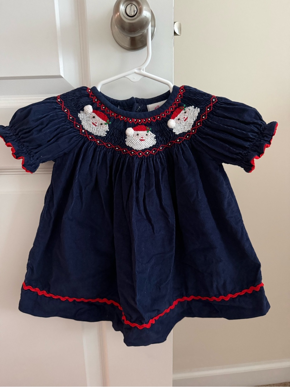 Navy Smocked Santa Dress